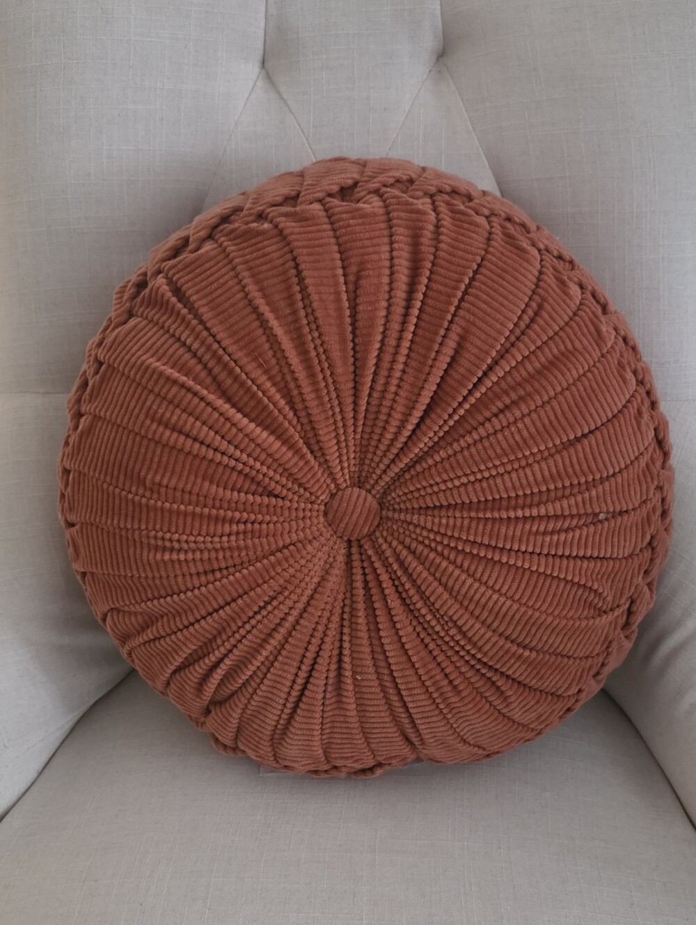 Round Textured Terracotta Throw Pillow - Decorative Accent